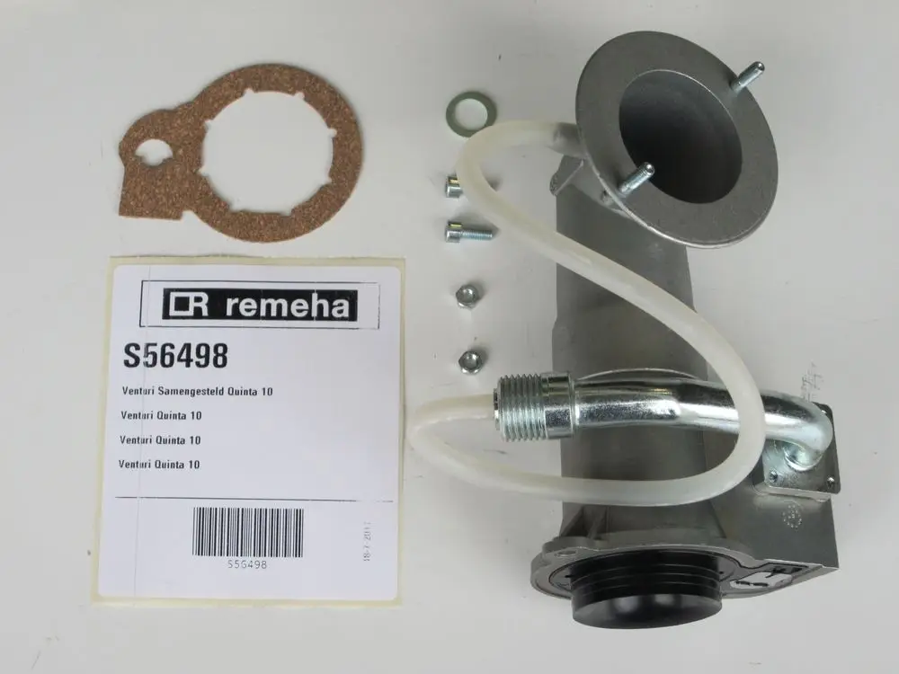 Remeha Venturi mit zugehörigem Rohr, Dichtungen und Schrauben. Montageset für Heizsystem Quinta 10, zur optimalen Luft- und Brennstoffversorgung.